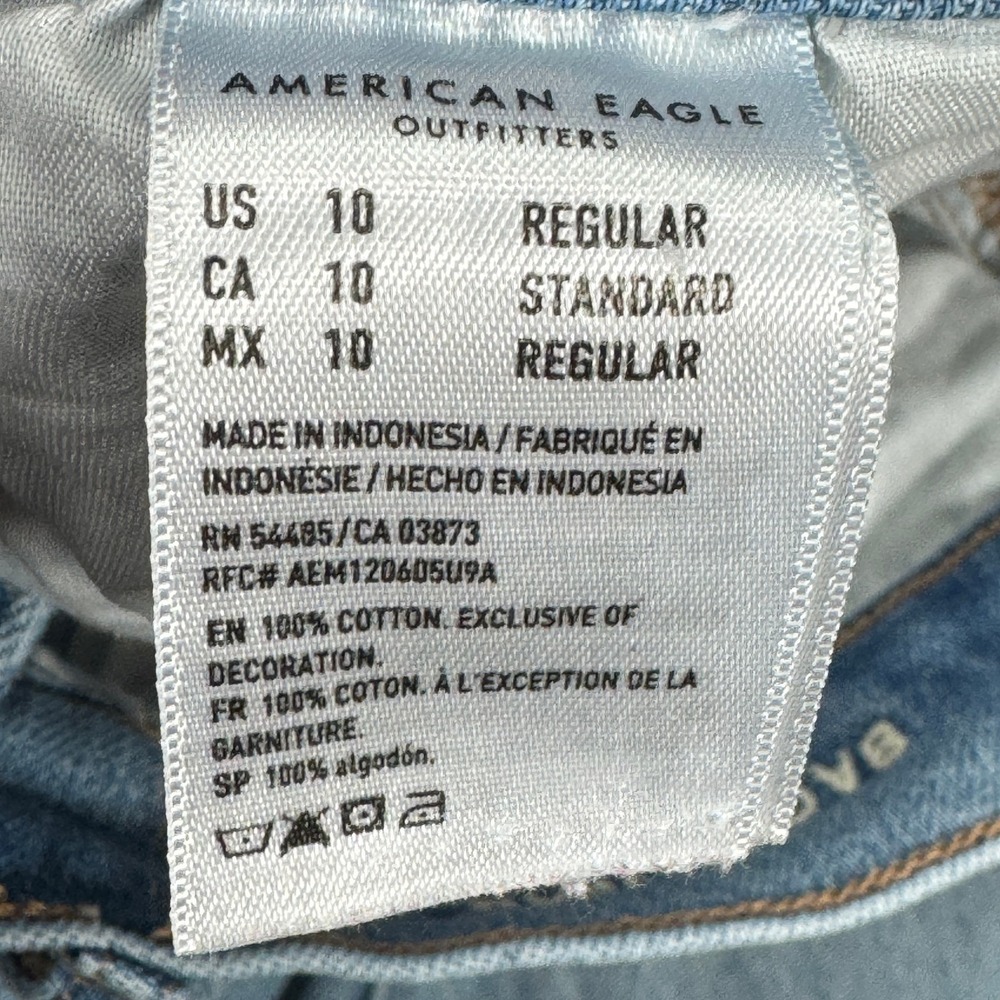 American Eagle Baggy Jeans Womens US 10R 28x30 Light Wash Blue Distressed Denim - Picture 5 of 16